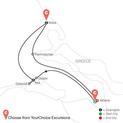 Map for Oh My Goddess!: Greece By Design 2024 - 8 days from Athens to Athens