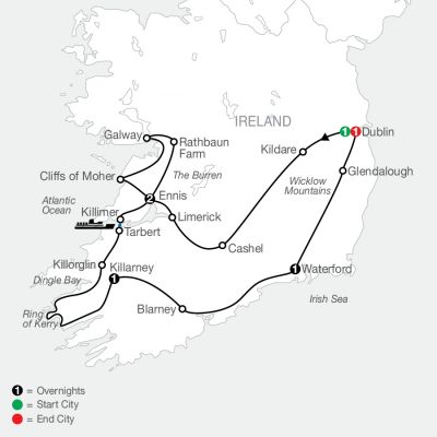 Map for Introduction to Ireland 2024 - 7 days from Dublin to Dublin