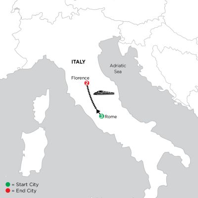 Map for Independent Rome & Florence City Stay 2024 - 6 Day Tour from Rome to Florence