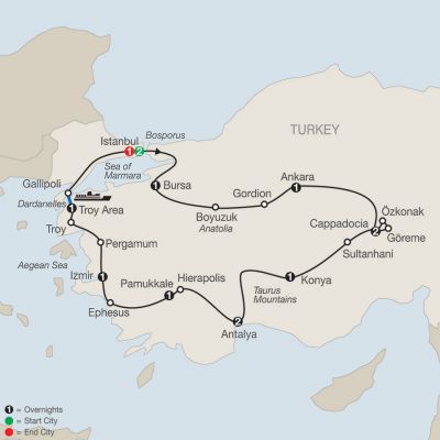 Map for Turkish Delight 2024 - 14 days from Istanbul to Istanbul