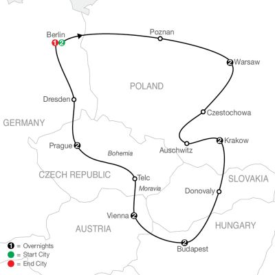 Map for The Best of Eastern Europe 2024 - 14 days from Berlin to Berlin